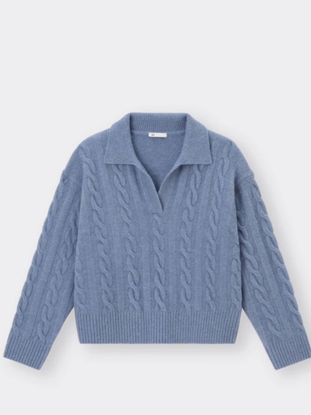 Abercrombie & Fitch Women’s Light Blue Cable Knit Sweater Collared Pullover